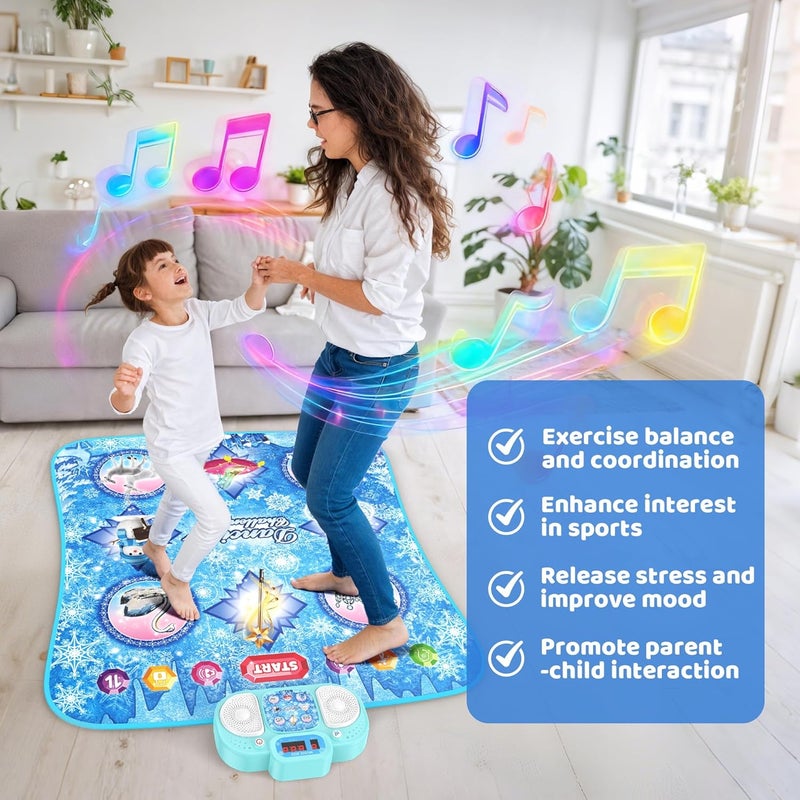 Eterfun Store Dance Mat Toys - 8-Button Frozen Toys for Girls Electronic Dance Pad with 5 Game Modes, Touch Sensitive Kids Musical Mat Toy Christmas & Birthday Gift for 3 4 5 6 7 8 9 10+ Years Old Girls(Blue) - Image 3